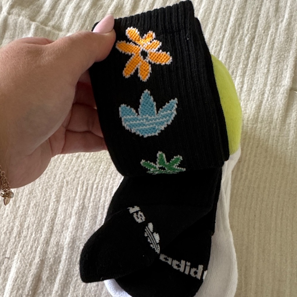 Adidas Crew Socks 3 pack with Colorful Floral Accents - Picture 5 of 7